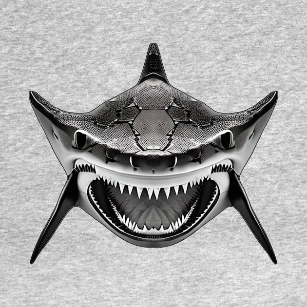 Mean Shark With Wide Open Mouth For Shark Enthusiasts by Styloutfit